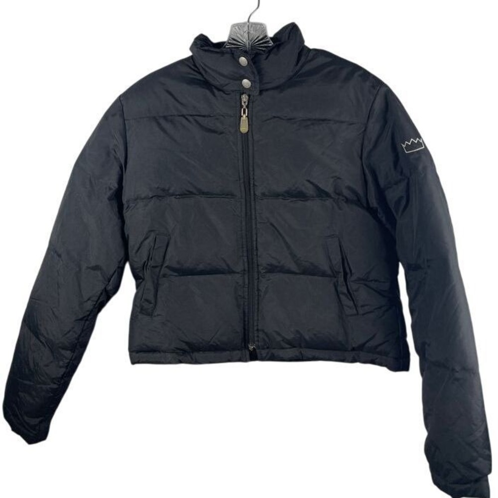 VTG Todd Oldham TO2 Black Down Puffer Jacket M Crown Logo Y2K Streetwear